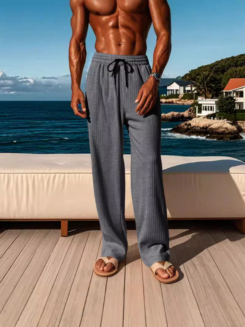 25 New Men'S Casual Sports Fashion Wide-Leg Pants